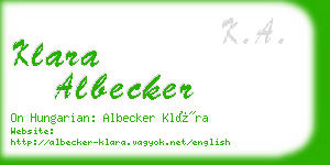 klara albecker business card